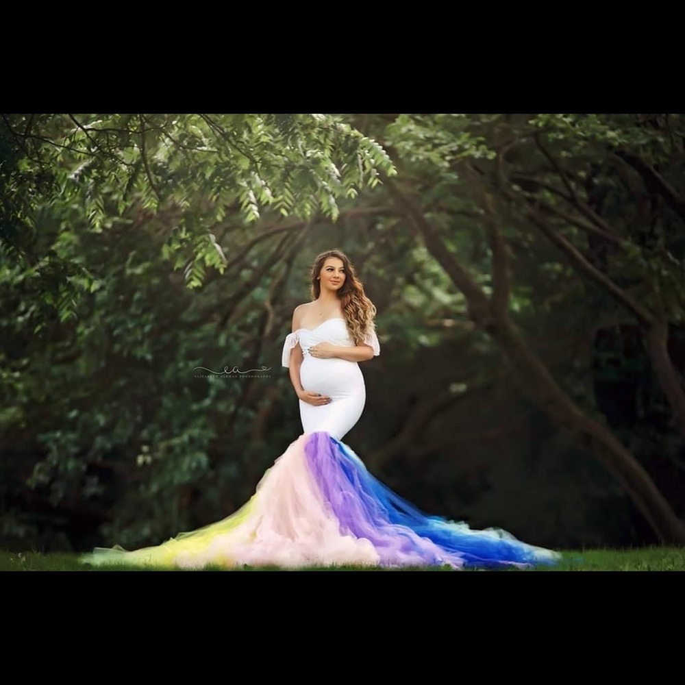 Rainbow Tulle Maternity Gown